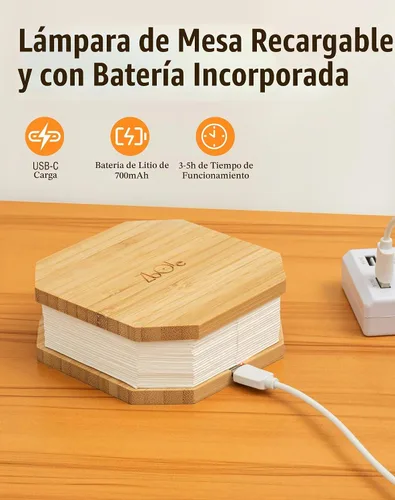 Vista 2 de Lámpara plegable del acordeón de la originalidad, regalo japonés Bambú