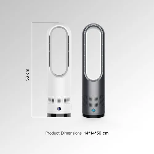 Vista 8 de Ventilador sin aspas, ventilador de torre de enfriamiento de 22 pulgadas con oscilación de 80° y control remoto, temporizador de 9H, 8 velocidades
