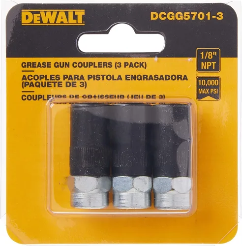 Vista 4 de DEWALT Acoplador de pistola de engrase, resistente, NPT, 1/8 pulgadas, paquete de 3 (DCGG5701-3)