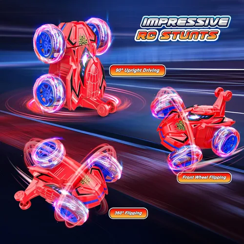 Vista 2 de Coche a Control Remoto, Juguetes para Niños de 4 a 6 años, 6 a 8, 8 a 12 años, Rotación de 360°, 2.4 GHz, Coches RC de Acrobacias Rápidas con Luces