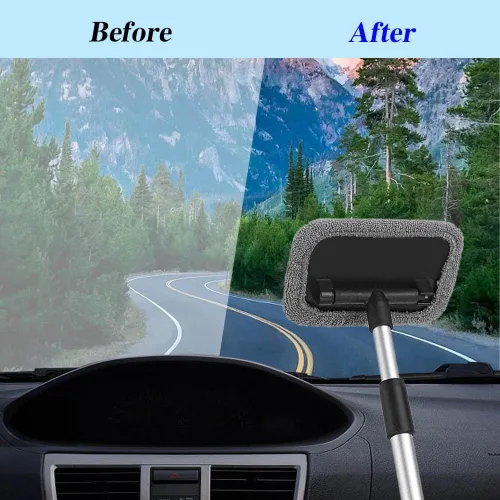 Vista 7 de Herramienta de limpieza de vidrio para parabrisas de automóvil, kit de limpiaparabrisas de automóvil, limpiador de ventanas de automóvil con mango