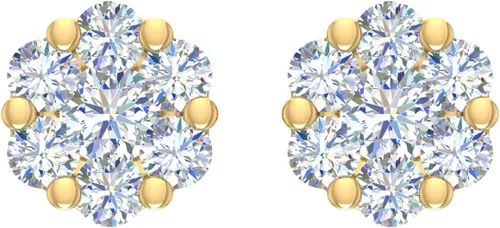 Vista 3 de Aretes de diamantes en racimo de 14 a 1 quilate en oro de 10 quilates o platino 950