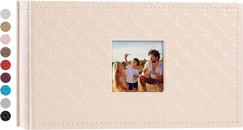 Vista 40 de Mublalbum Álbum de fotos pequeño de 4 x 6 pulgadas, 100 fotos, cubierta de cuero, libro de fotos con bolsillos horizontales para bebé, boda, Negro