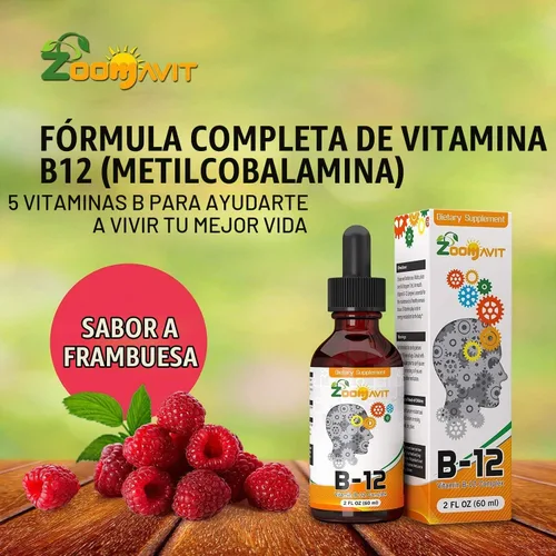 Vista 3 de Gotas líquidas complejas de vitamina B con rápida absorción, vitaminas complejas líquidas súper B B2, B3, B5, B6 y B12 - Impulso de energía natural