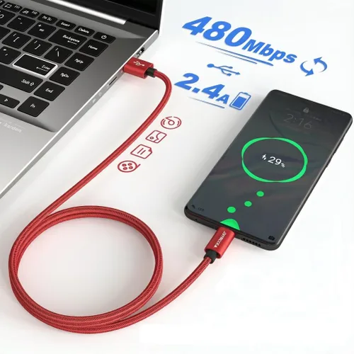 Vista 2 de Bynccea - Paquete de 5 cables USB C de 10 pies tipo C cargador de carga rápida de nailon trenzado USB A a USB C cable para Samsg Galaxy A15 A25 A35