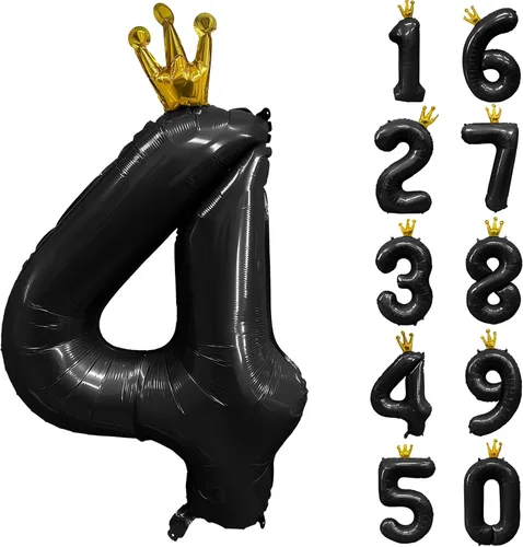 Vista 289 de Globos gigantes de helio de aluminio de 40 pulgadas, color negro, globos digitales grandes del número 0 para decoración de fiesta de cumpleaños