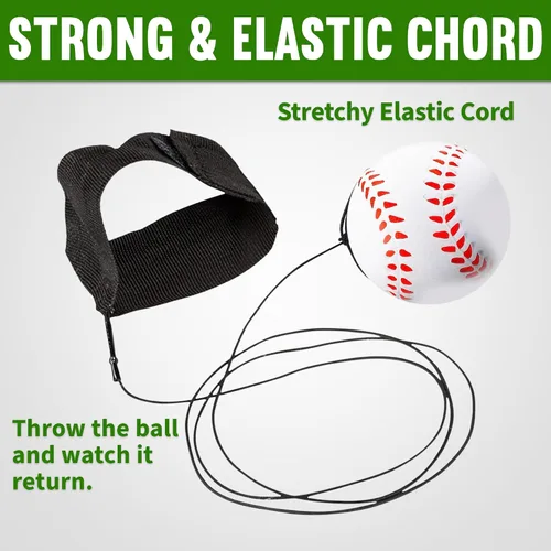 Vista 5 de Playbees Pelotas de béisbol de práctica reactiva (paquete de 3) - Entrenador personal de retorno de muñeca para práctica de lanzamiento y captura
