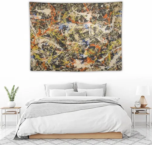 Vista 5 de Jackson Pollock, galería de arte en Buffallo, tapiz de arte abstracto, tapices, pintura de poliéster, regalo de sala de estar, impresiones