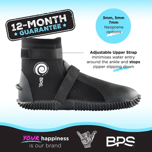 Vista 2 de BPS Botas de Buceo con Suela de Goma Antideslizante para Deportes Acuáticos 3mm 5mm 7mm Botas de Neopreno para Buceo, Esnórquel, Surf, Rafting