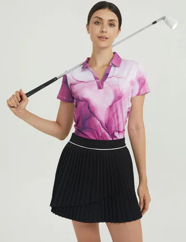 Vista 5 de Camisa de golf para mujer, polo de golf de secado rápido que absorbe la humedad para mujer