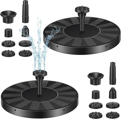 Vista 9 de Riakrum 1 paquete de bomba solar para fuente de baño para pájaros con 6 boquillas de energía solar, panel flotante para jardín, pecera, piscina