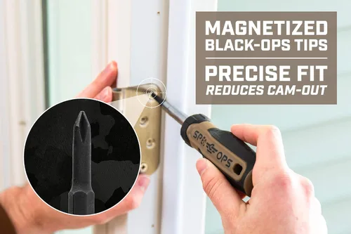 Vista 3 de Spec Ops Tools Destornillador multi-bit, 6-en-1, bits magnéticos de doble cara, eje de acero Cr-Mo, 3% donado a veteranos