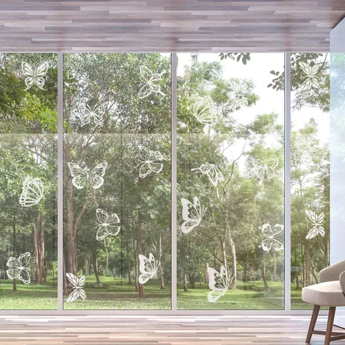 Vista 6 de Outus 32 calcomanías de ventana para ataques de pájaros, anticolisión, calcomanías de vidrio para puertas de prevención de golpes para proteger