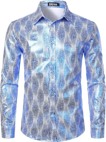 Vista 14 de ZEROYAA Men's Luxury Paisley Floral Printed Button Down Shirt Zhcl36-negro oro