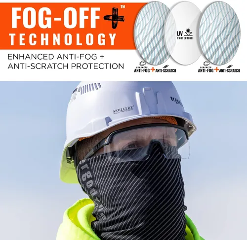 Vista 3 de Ergodyne Gafas de Seguridad Skullerz Aegir Unisex para Adultos Antiarañazos y Antivaho Mejorado, Lentes de Sol Lente Transparente