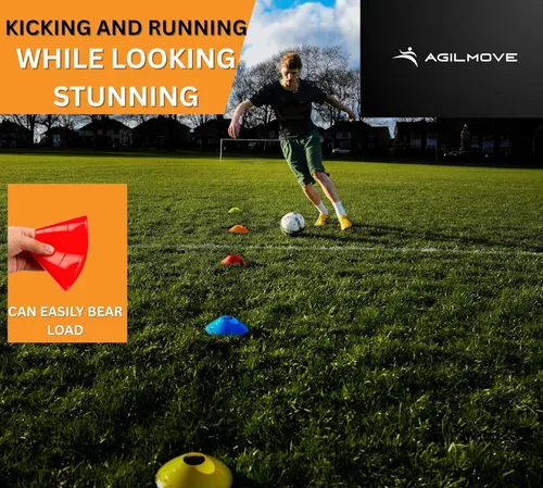 Vista 5 de Conos de fútbol flexibles (juego de 60/50/40/25) con bolsa de malla y correa, conos deportivos para fútbol, baloncesto, equipo de entrenamiento