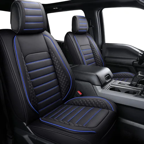 Vista 6 de YIERTAI Fundas de asiento de coche para asientos delanteros F150 2009-2022 y 2017-2022 F250 F350 F450 2017-2022 protectores de cojín de cuero