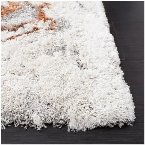 Vista 3 de SAFAVIEH Horizon Shag Collection - Alfombra cuadrada de 5 pies, color gris y óxido, diseño abstracto moderno, no desprende pelusa y de fácil