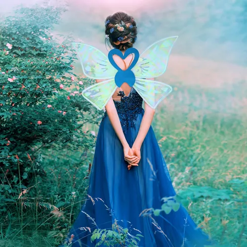Vista 6 de Alas de hada, alas de hadas para adultos, mujeres, niñas, niños, alas de mariposa para Halloween, cosplay, disfraz con varita