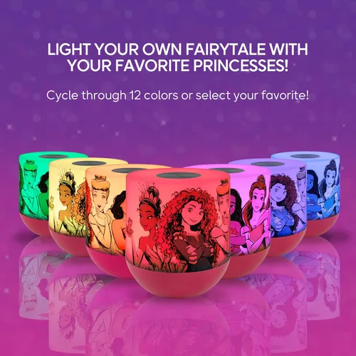 Vista 2 de Disney Princesas - Lámpara de Noche LED de Mesa con Cambio de Color, Sensor Táctil, Moana, Bella, Jasmine, Mulan, para Niños, Bebés, Dormitorio