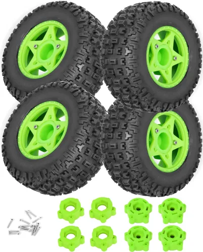 Vista 9 de Ruedas y neumáticos hexagonales RC de 0.472 in/0.551 in para camión escala 1/10, neumáticos de camión RC para 1/10 Slash 2WD 4×4 Senton Axia1 L0SI