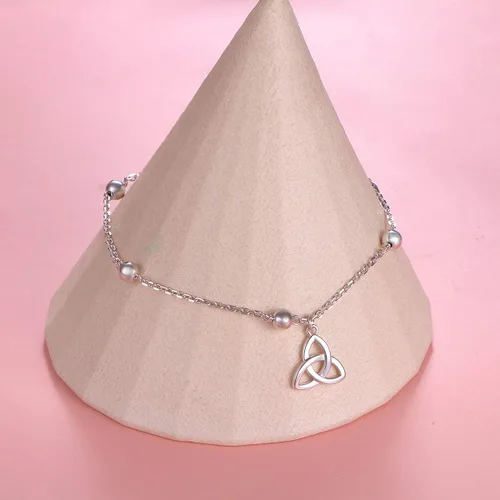 Vista 3 de Tobillera de plata de 925 para mujer, chica, para uso bohemio, playa, ajustable, para regalo de cumpleaños