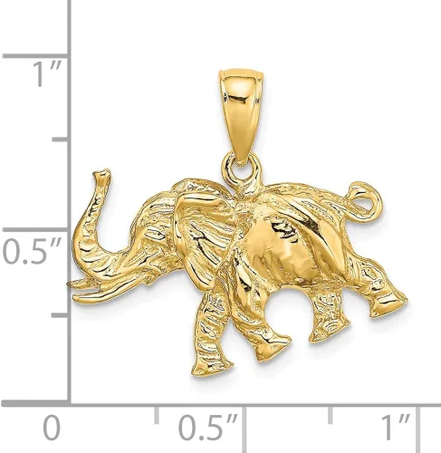 Vista 3 de Colgante de oro amarillo macizo de 14 k con perfil de elefante 3-D, 0.984in x 0.906in