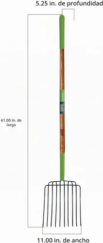 Vista 8 de AMES 2826300 Tenedor de acero soldado de 10 dientes con mango de madera dura, 61 pulgadas