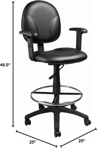 Vista 3 de Boss Office Products B1691-CS Stand Up Caressoft Taburete de dibujo con brazos ajustables en negro