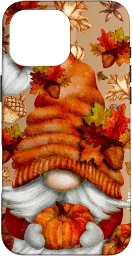 Vista 19 de Brown Fall Themed Gnome Pumpkin Cute Pattern Autumn Leaves Case for iPhone 16