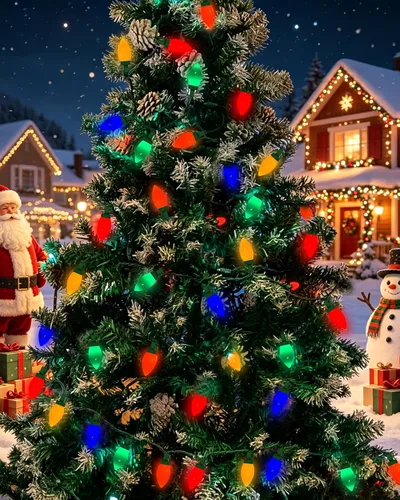 Vista 7 de Luces de Navidad C9 para exteriores, 25 pies, 25 luces LED multicolor