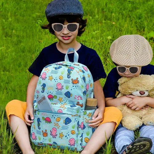 Vista 3 de CAMTOP - Conjunto de mochila y lonchera con estampados divertidos para niños de preescolar y primaria
