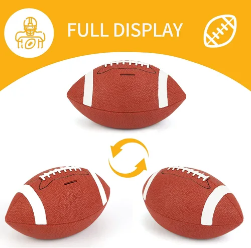 Vista 3 de H&W Alcancía de fútbol para niños, inastillable, con temática de deportes de rugby, tamaño grande, regalo de Super Bowl para niños