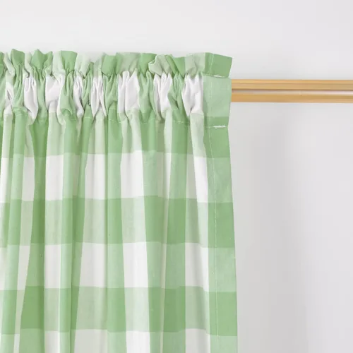 Vista 159 de Cenefas de cortina para ventana de 16 pulgadas de largo, 2 paneles de cuadros búfalo, cortinas pequeñas con bolsillo para barra, estilo clásico