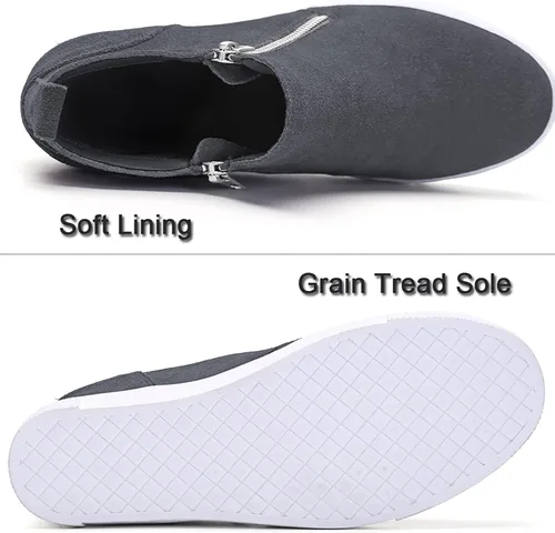 Vista 5 de Athlefit - Zapatos deportivos de cuña de plataforma para mujer, con tacón oculto, botines de cuña oculta