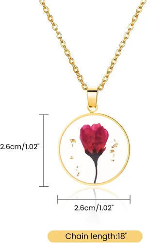 Vista 141 de Pressed Flower Necklace Gift for Women Personalized Handmade Necklaces Birth Flower Necklace
