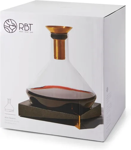 Vista 4 de RBT Decantador de vino prémium con colador de sedimentos y aireador integrado, jarra de cristal para mejorar el sabor y la claridad