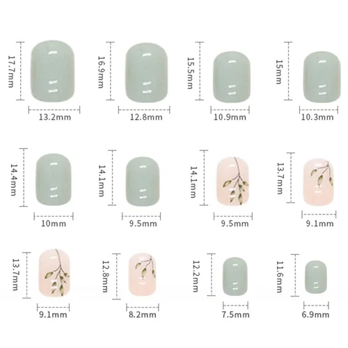 Vista 3 de Uñas postizas a presión de forma de ataúd de longitud corta, 24 piezas, uñas postizas brillantes de cobertura completa reutilizables con pegamento