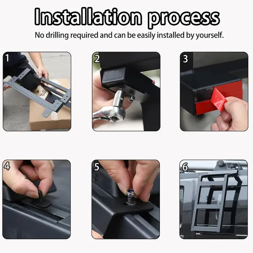 Vista 5 de Lcojicep Escalera de aluminio para escalar, portaequipajes, accesorios de decoración funcionales compatibles con Hummer H2 2003-2009