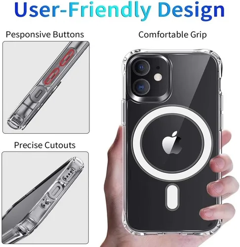 Vista 3 de Ambar Funda compatible con MagSafe para iPhone 11 Pro Max (6.5 pulgadas), a prueba de golpes, parte trasera acrílica, funda magnética transparente