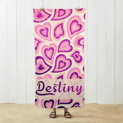 Vista 17 de MyPupSocks Toalla de playa personalizada – Toalla de piscina personalizada de piñas – Morado Personaliza con tu nombre