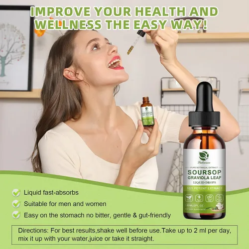 Vista 8 de Extracto de hojas de guanábana pura Lukaree, gotas líquidas de amargos de graviola concentradas 10X para inmunidad, digestión y energía, extraídas