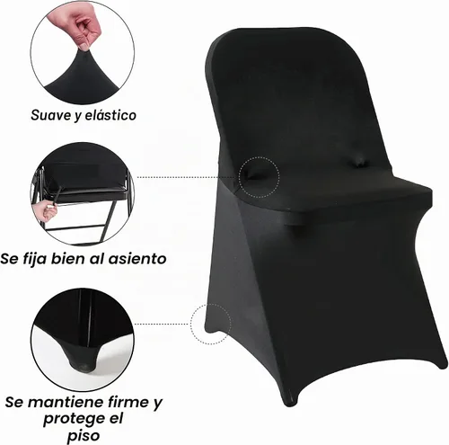 Vista 3 de Fundas plegables para sillas de fiesta, 12 piezas, fundas universales de elastano ajustables para bodas, banquetes, conferencias