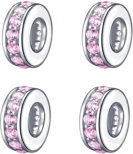 Vista 21 de 925 plata esterlina espaciador encanto grano con CZ transparente para pulseras Pandora Charms