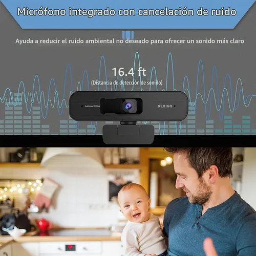 Vista 7 de NexiGo Cámara web con zoom N940P 2K con controles remotos y software, sensor Sony Starvis 1080P @60FPS Zoom 3X Micrófono estéreo dual