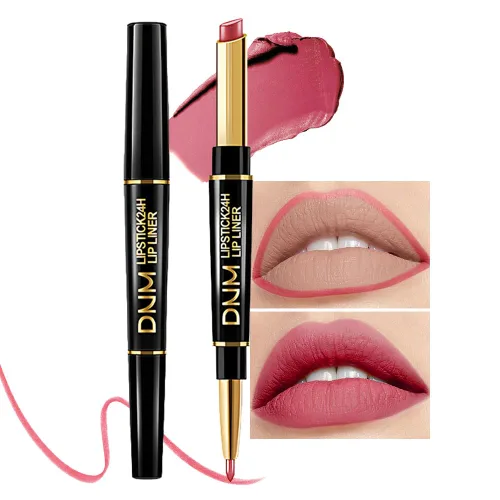Vista 41 de evpct Juego de 1 lápiz labial y delineador de labios rojo rubí para mujer, kit mate con delineador de labios, manchas de labios duraderas