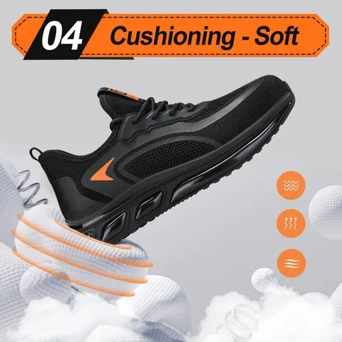 Vista 5 de Zapatos deportivos con punta de acero para hombre, zapatos ligeros para hombre, zapatos de trabajo cómodos, zapatos de seguridad con amortiguación