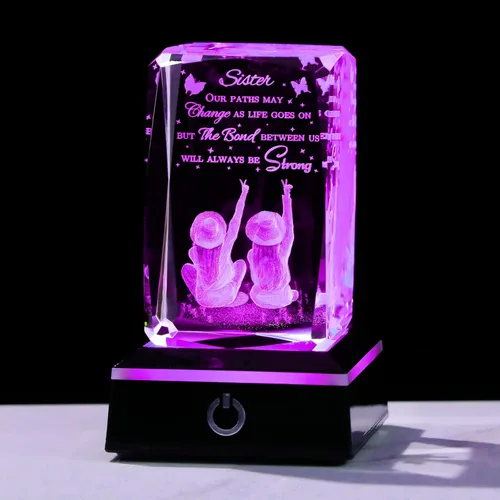 Vista 8 de Movdyka Regalos divertidos para hermanas, hermanas grabadas en 3D con base, el mejor regalo único de cumpleaños, Navidad, boda, graduación, hermana