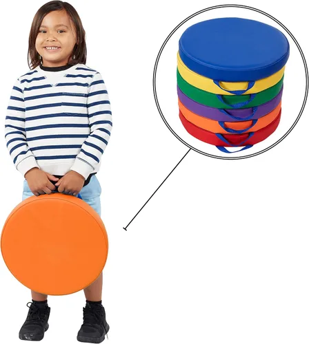 Vista 6 de Norwood Commercial Furniture - Taburetes apilables coloridos para niños y adultos (17.75 pulgadas de altura) + cojines redondos SoftScape de 15