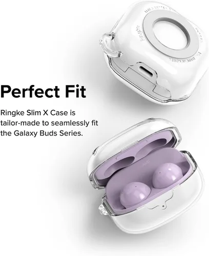 Vista 3 de Ringke Slim-X - Funda para Samsung Galaxy Buds 2 Pro & Pro & FE & 2 & Live [sensación sin funda] Funda ligera delgada con mosquetón para mujeres